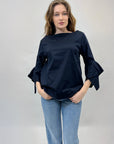 Maglia in lino maniche volant