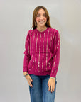 Pullover morbido con strisce di paillettes