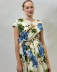 Abito in cotone midi con fantasia