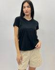 T-shirt tinta unita taglia grande con scollo a V