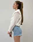 Pantaloncini jeans con dettaglio gioielli