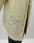 Cardigan misto lana con ricami e perle