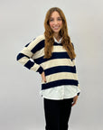 Camicia con pullover a righe
