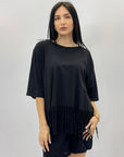 T-shirt tinta unita con frange