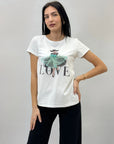 T-shirt in cotone con scritta LOVE