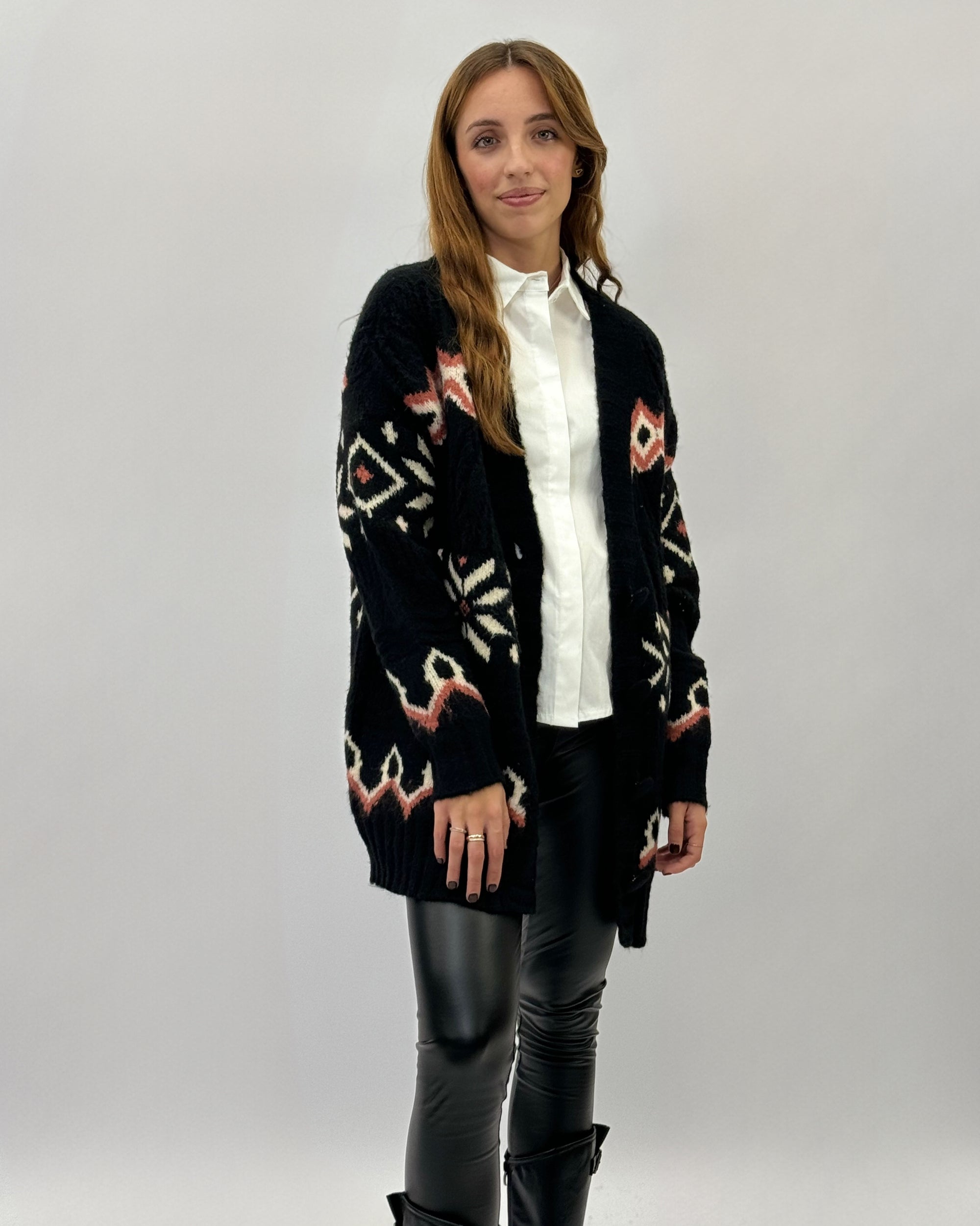 Cardigan pesante con stampa