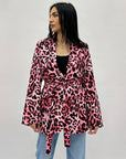 Blazer con cintura maculato