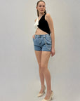 Pantaloncini jeans con perle