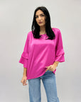 Maglia in raso con maniche campana