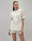 Camicia a righe scollo alla coreana