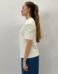 T-shirt in cotone con dettagli perline
