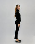 Pantaloni jeans mini flare neri in cotone