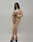 Completo in ciniglia felpa zip con pantaloni