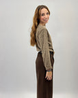 Maglia scollo barchetta con strass