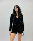Tuta corta con paillettes