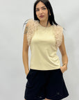 Maglia con maniche in tulle tinta unita