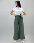 Pantaloni gamba larga con fiocco
