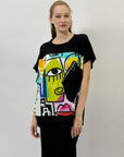 T-shirt in cotone con stampa taglia comoda