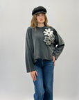 Felpa in cotone con margherite