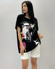 T-shirt in cotone con stampa taglia comoda