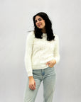 Maglione con intreccio e pelo
