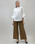 Maglia in lino maniche volant