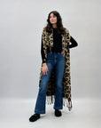 Gilet lungo in velluto stampa animalier