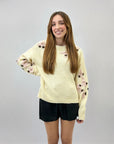 Maglione misto lana con fiori ricamati