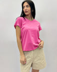 T-shirt tinta unita taglia grande con scollo a V