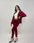 Completo in ciniglia felpa zip con pantaloni
