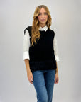 Maglia gilet morbida con piume