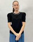 T-shirt in cotone con dettagli perline