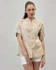 Camicia a righe scollo alla coreana