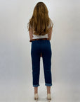 Pantaloni jeans con risvolti e cintura