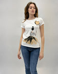 T-shirt in cotone con donna e palloncino