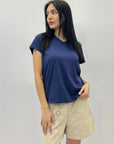 T-shirt tinta unita taglia grande con scollo a V