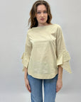 Maglia in lino maniche volant