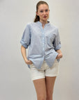 Camicia a righe scollo alla coreana