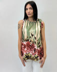 Blusa in raso con stampa