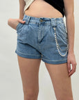 Pantaloncini jeans con perle
