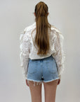Pantaloncini jeans con dettaglio gioielli