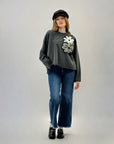 Felpa in cotone con margherite