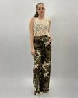 Pantaloni stampa militare con cintura