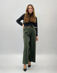 Pantaloni in velluto a palazzo con cintura