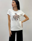 T-shirt in cotone con scritta LOVE