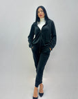 Completo in ciniglia felpa zip con pantaloni