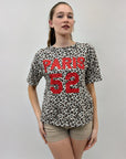 Maglia stampa maculata scritta paris