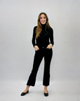 Pantaloni jeans mini flare neri in cotone