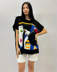 T-shirt in cotone con stampa taglia comoda