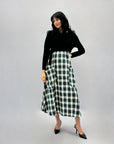 Abito lungo con gonna tartan e fiocco taglia comoda